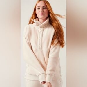 Athleta Cream Snap-Front Sherpa Jacket